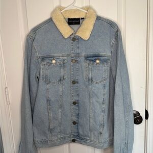 Frost & Forge Light Blue Denim Jacket with Cream Collar